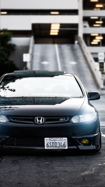 Honda Civic, Monochrome, Black and White