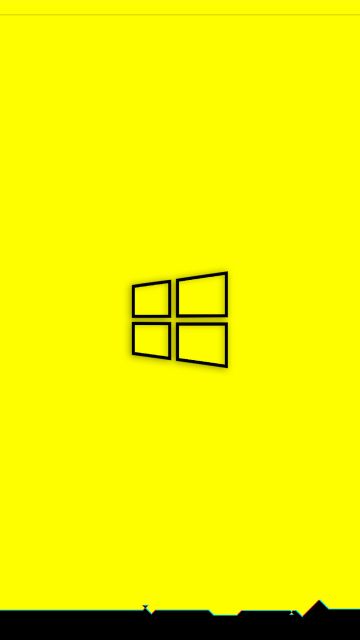 Windows 10, Cyberpunk 2077, Yellow background, Windows logo, Simple