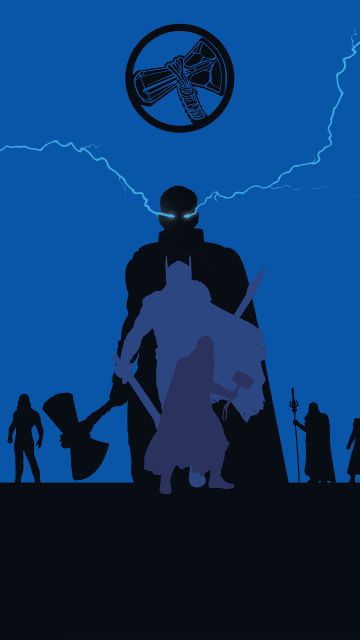 Thor, Minimal art, God of Thunder, Stormbreaker, Marvel Superheroes, Simple, Lightning