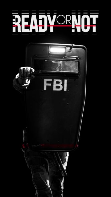 Ready or Not, FBI, Police, Shield, Black background, 5K