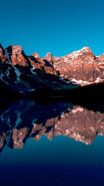 Rocky Mountains, Banff, Canada, Blue Sky, Reflection, Mountain range, Landscape, Scenery, Clear sky, Mountain lake