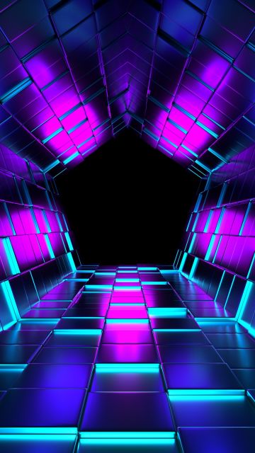 3D background, Shapes, Geometric, Pattern, Illustration, Purple, Dark blue, Vanishing point, Tunnel, Pentagon