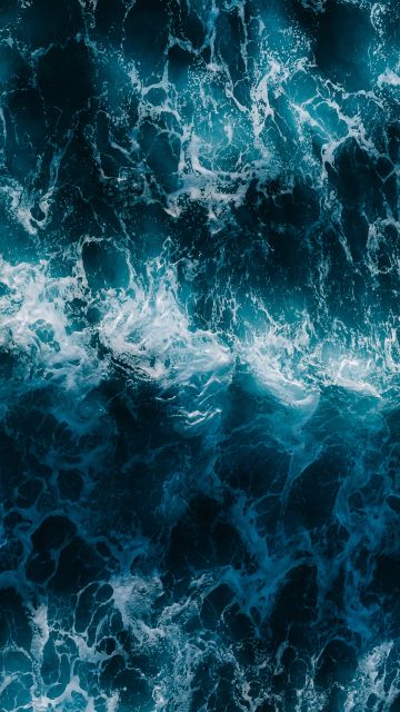 Sea waves, Aerial view, Blue Water, Pattern, 5K, Ocean