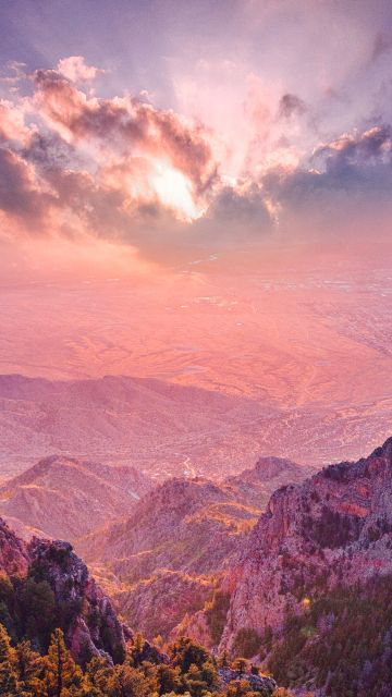 Mountain Peaks, Sunset, Landscape, Cloudy Sky, , Aerial view, Scenic, Summit, 5K, 8K