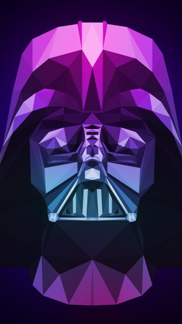 Darth Vader, Low poly, Artwork, Dark background, Purple