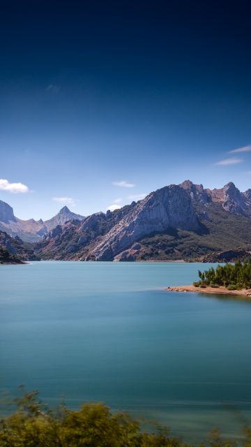 Picos de Europa, Spain, Mountain range, Blue Sky, Landscape, Lake, Long exposure, Daytime