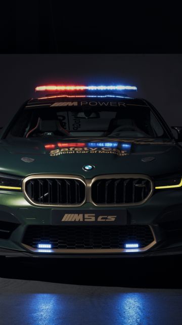 BMW M5 CS, MotoGP Safety Car, 2021, Dark background, 5K, 8K