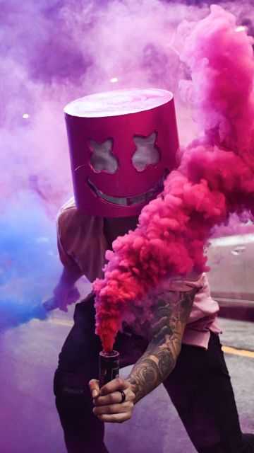 Marshmello, Smoke, Mask, Street festival, Costume, 5K