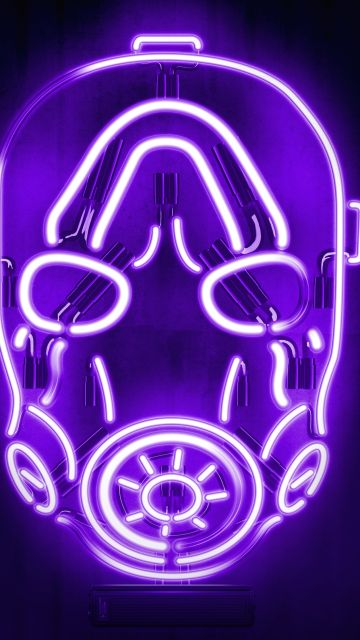 Borderlands Psycho Mask, Neon, Black background