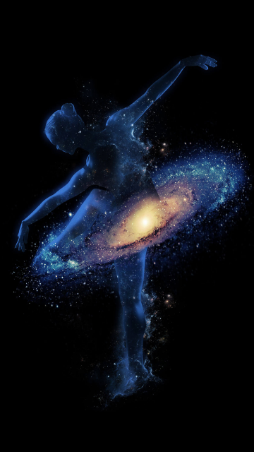 Galaxy, Dance, Girl, Dream, Astronomical, Black background