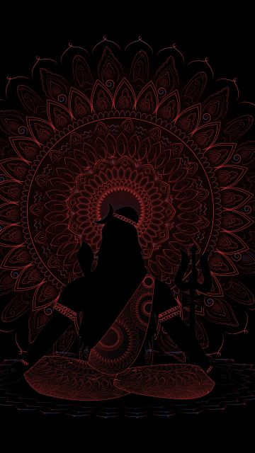 Lord Shiva, AMOLED, Black background, Illustration