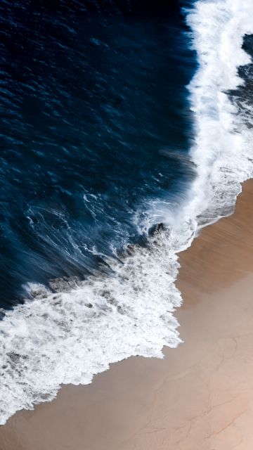 Coastal, Ocean Waves, Aerial view, Landscape, 5K, Seashore, Beach