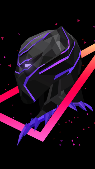 Black Panther, AMOLED, Marvel Superheroes, Low poly, Artwork, Black background