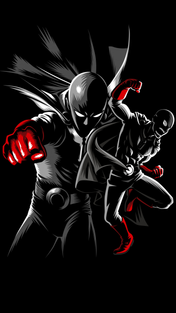 One Punch Man, Saitama, AMOLED, Black background, 5K
