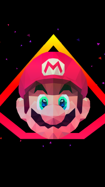 Super Mario, AMOLED, Low poly, Artwork, Black background