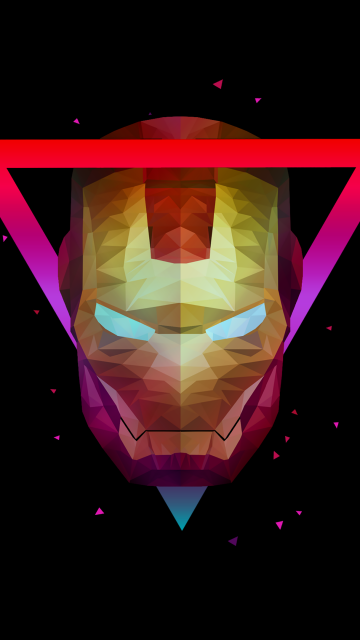 Iron Man, Geometric, Marvel Superheroes, AMOLED, Low poly, Artwork, Black background