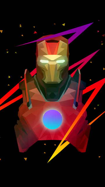 Iron Man, Digital Art, Marvel Superheroes, AMOLED, Low poly, Black background