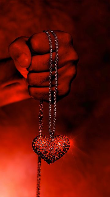 Love heart, Necklace, Hand, Fire