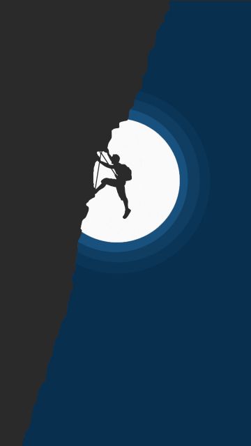 Adventure, Hiking, Cliff, Night, Moon, Simple