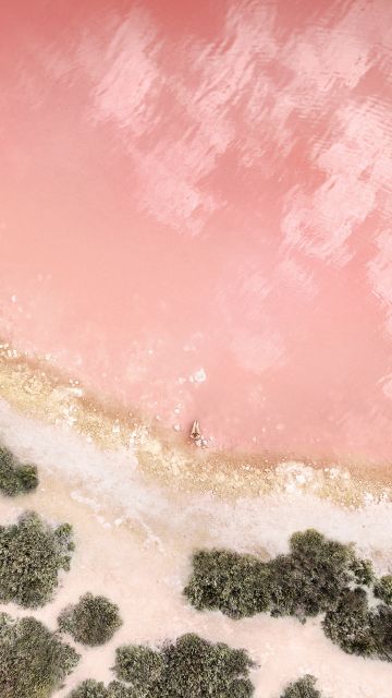 Lakeside, Pink, Aerial view, Peach, iOS 10, Stock