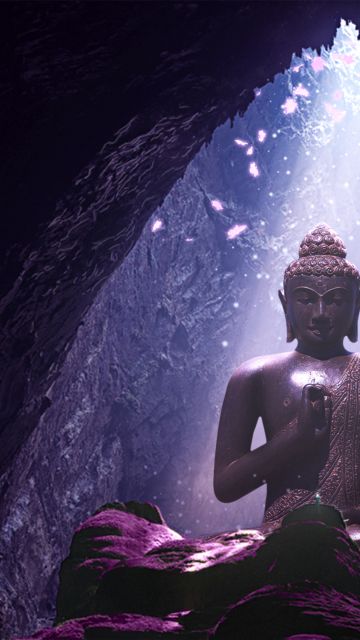 Lord Buddha, CGI, Statue, Cave, Sunlight, Lighting, Gautama Buddha