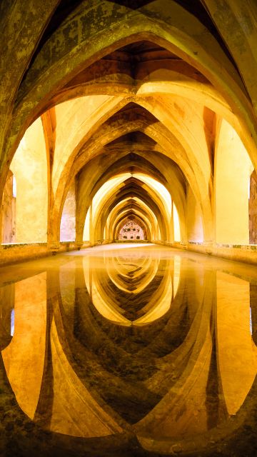 Ancient architecture, Real Alcazar of Seville, Royal palace, Spain, 5K