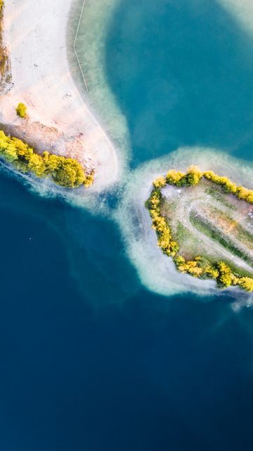 Heart Shaped Lake, Aerial view, Galder, Netherlands, Tropical, Birds eye, Blue Water