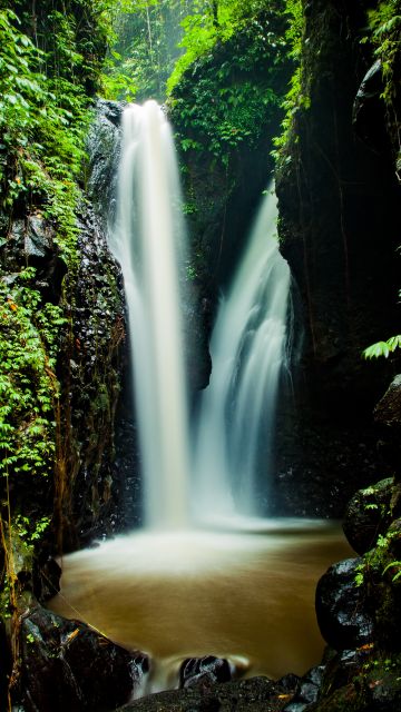 Waterfall, Forest, Rocks, 5K
