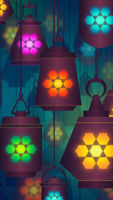 Lanterns, Lamps, Girly backgrounds, Colorful background, Digital Art, Illustration
