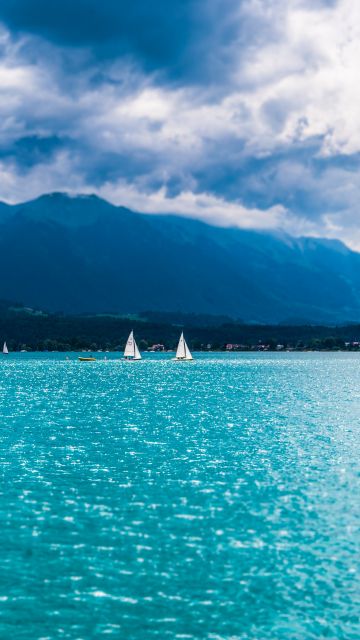 Lake Thun, Mountains, Daytime, Sailing boats