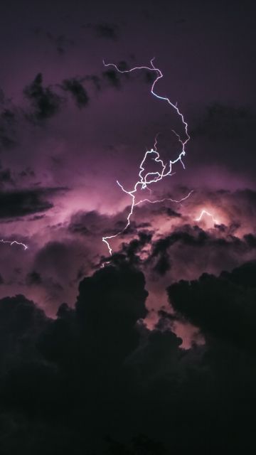 Lightning Strike, Stormy Clouds, Dark Sky, Natural Phenomena, 5K
