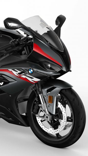 BMW S1000RR, Black bikes, Sports bikes, White background, 2022