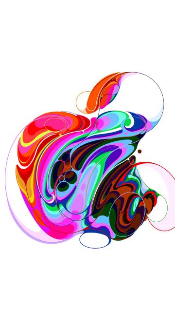 Apple, Liquid art, Logo, Colorful, White background, Apple Event