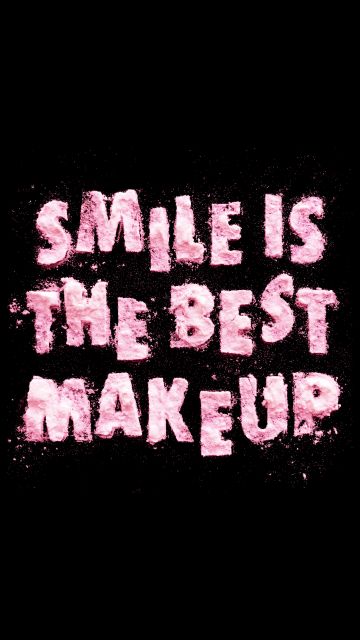 Smile is the Best Makeup, Girly, Typography, Black background, Baby pink, 5K