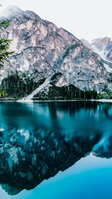 Mountain lake, Reflection, Blue Water, Landscape, Scenery, 5K