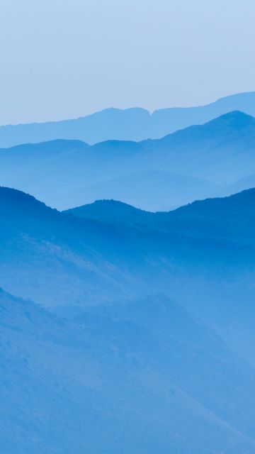 Blue mountains, Foggy, Mountain range, Landscape, Scenery, 5K