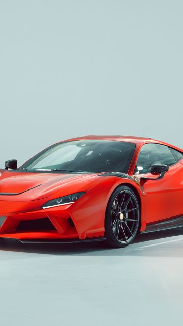 Novitec Ferrari F8 Tributo N-Largo, 2021, Sports cars, White background, Red cars, 5K