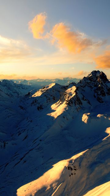Swiss Alps, Alps mountains, Aerial view, Morning, Sunny day