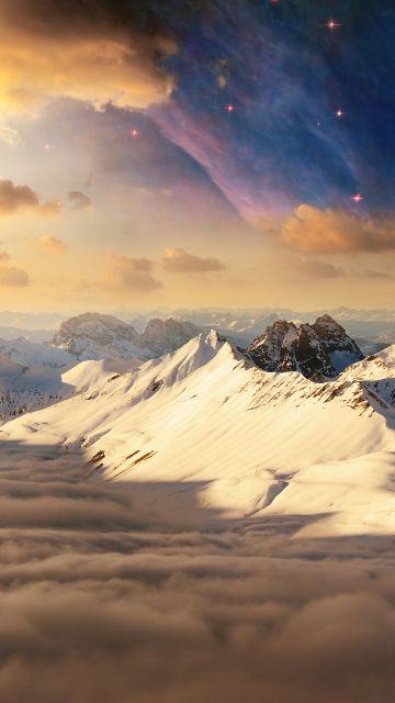 Swiss Alps, Aesthetic, Alps mountains, Switzerland, Clouds, Surreal, Scenic, Astronomy