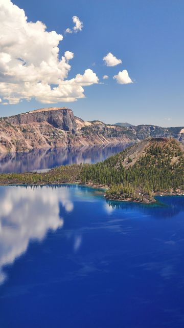Crater Lake, Oregon, Blue Water, Blue Sky, Reflections, Body of Water, Sunny day