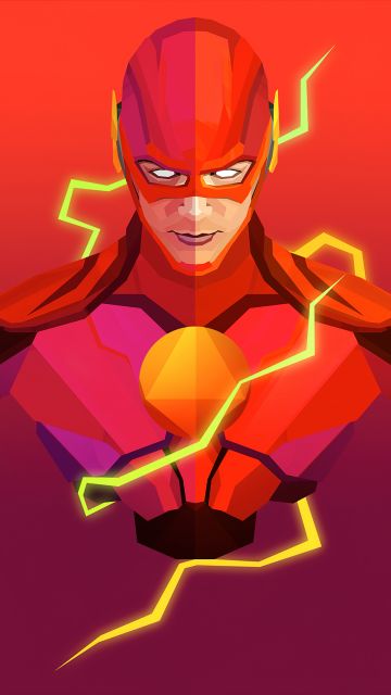 The Flash, Low poly, Artwork, Marvel Superheroes, Red background, Marvel Comics
