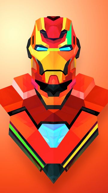 Iron Man, Illustration, Marvel Superheroes, Orange background, Marvel Comics, Low poly