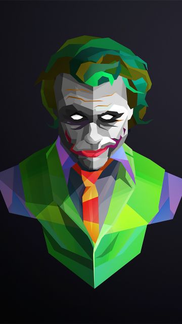 Joker, DC Comics, Dark background, Low poly, Clown, Chaos
