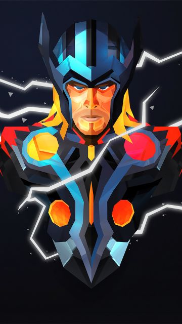 Thor, God of Thunder, Marvel Superheroes, Dark background, Lightning