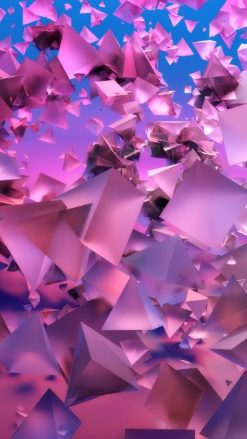 3D Shapes, 3D background, Gradient background, Pink, Frosty, Triangles