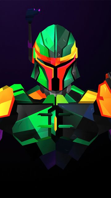 Boba Fett, Star Wars, Dark background, Low poly