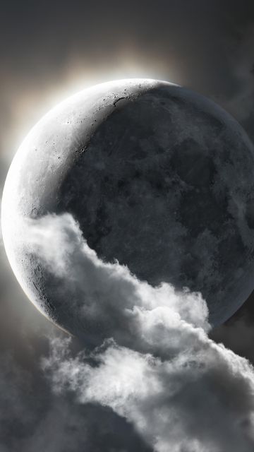 Moon, Clouds, Lunar occultation, Moon-Mars occultation, Composition, 5K, 8K