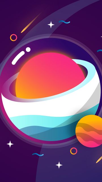 Galaxy, Solar system, Planets, Cosmos, Digital illustration, Colorful, Aesthetic