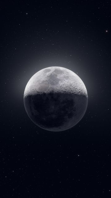 Moon, Stars, Astrophotography, Dark background, 5K, 8K, 9K
