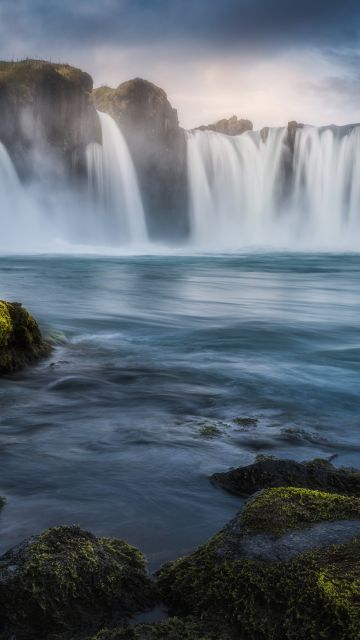 Godafoss waterfall, Iceland, Sunrise, Morning, Long exposure, 5K, 8K